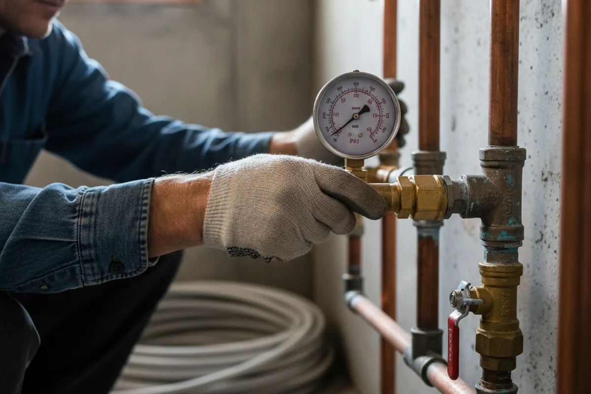Pressure testing a repaired line during Water Line Repair in Greenock